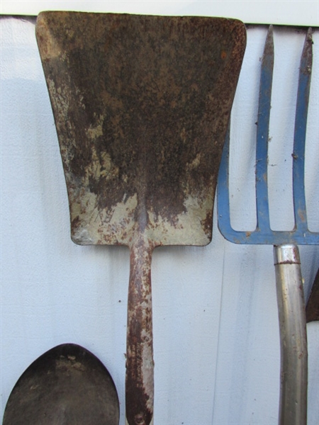 MORE LONG HANDLED GARDEN TOOLS - SHOVELS, HOE & PITCHFORK