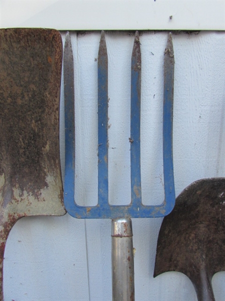 MORE LONG HANDLED GARDEN TOOLS - SHOVELS, HOE & PITCHFORK