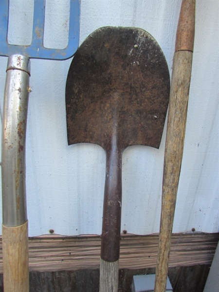 MORE LONG HANDLED GARDEN TOOLS - SHOVELS, HOE & PITCHFORK