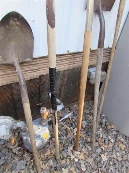 MORE LONG HANDLED GARDEN TOOLS - SHOVELS, HOE & PITCHFORK