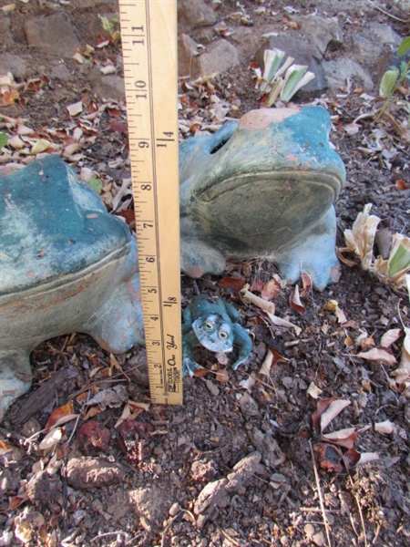 PAIR OF CLAY FROG PLANTERS & MORE