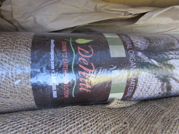 WEED FABRIC, BURLAP, GROUND STAKES