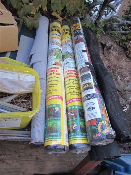 WEED FABRIC, BURLAP, GROUND STAKES