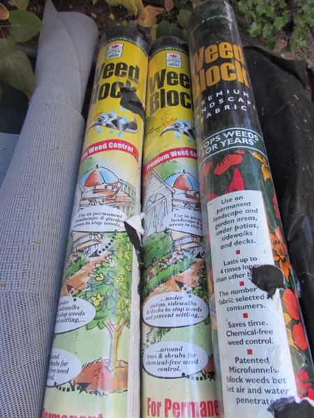 WEED FABRIC, BURLAP, GROUND STAKES