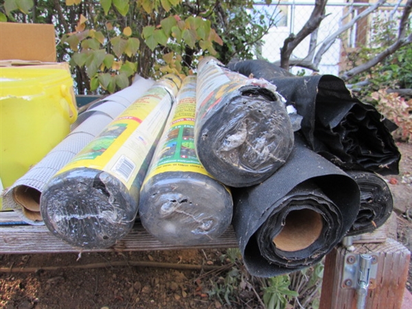 WEED FABRIC, BURLAP, GROUND STAKES