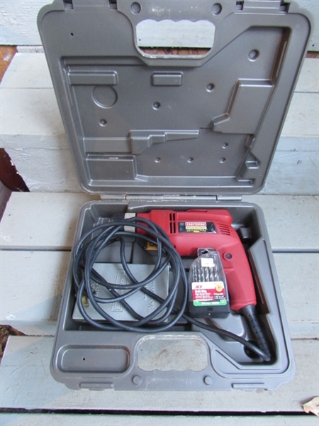 ELECTRIC CRAFTSMAN MILLENNIUM DRILL W/ CASE & DRILL BITS