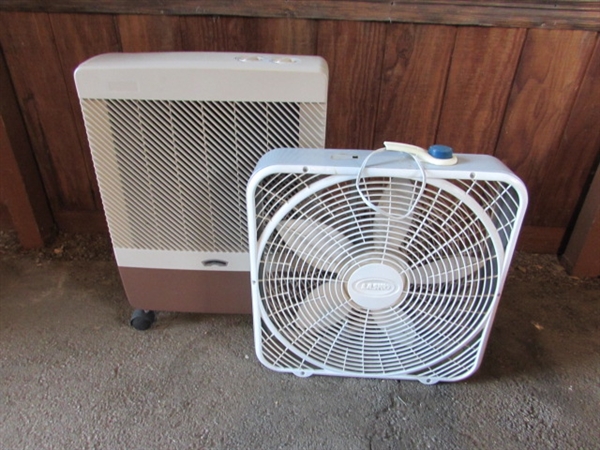 LASKO BOX FAN & ULTRA COOL PORTABLE EVAPORATIVE WATER COOLER