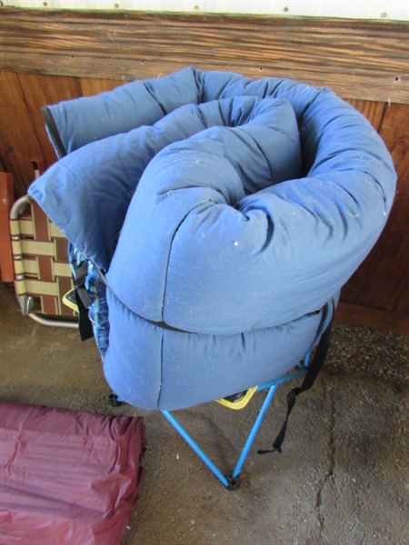 CAMPING SUPPLIES - TENT, SLEEPING BAG & CHAIRS