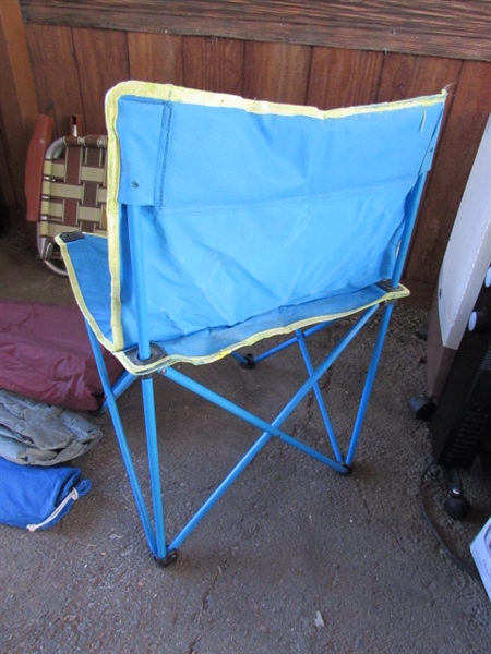 CAMPING SUPPLIES - TENT, SLEEPING BAG & CHAIRS