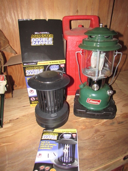 GAS COLEMAN LANTERN & ELECTRIC BUG LIGHT