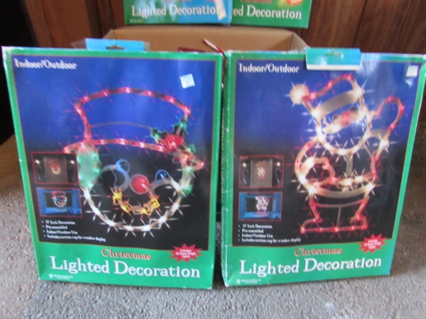 LIGHTED WINDOW CHRISTMAS DECOR & OUTSIDE DECORATIONS