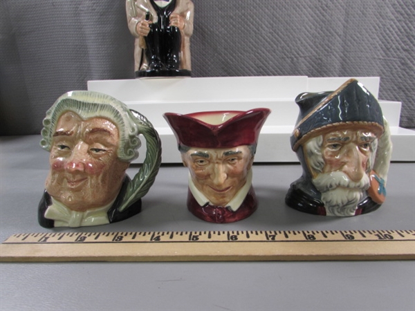 11 VTG ROYAL DOULTON TOBY CHARACTER MUGS & 1 WINSTON CHURCHILL JUG