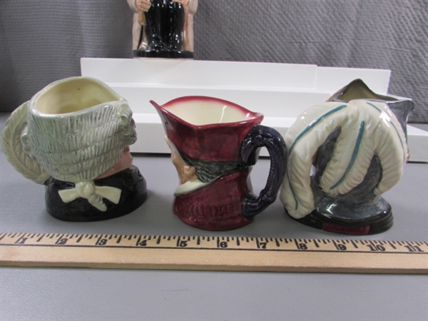 11 VTG ROYAL DOULTON TOBY CHARACTER MUGS & 1 WINSTON CHURCHILL JUG