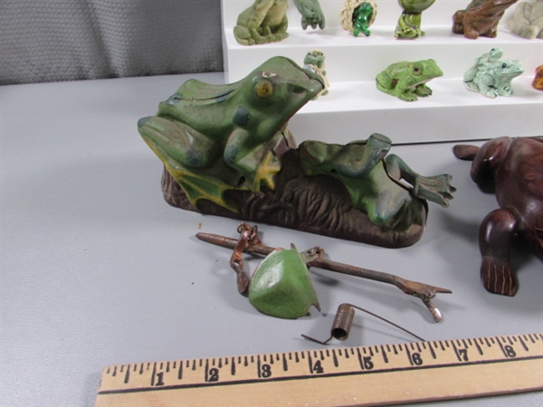 FROG COLLECTION - FIGURINES, CAST IRON, SALT & PEPPER SHAKERS