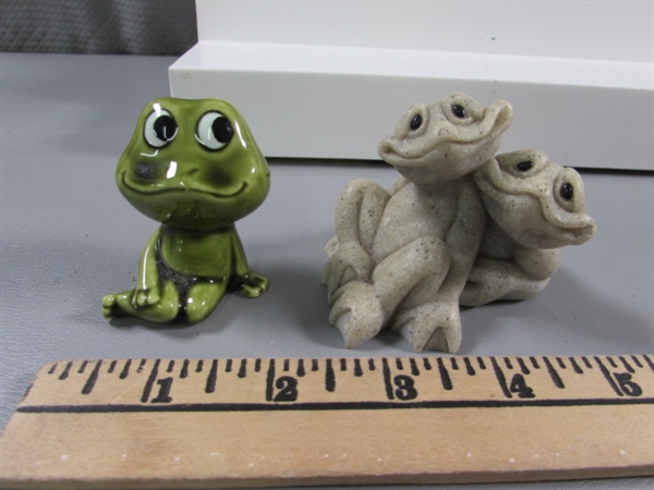 FROG COLLECTION - FIGURINES, CAST IRON, SALT & PEPPER SHAKERS