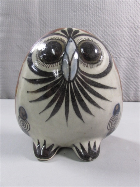 OWL FIGURINES & LIDDED JAR FROM MEXICO