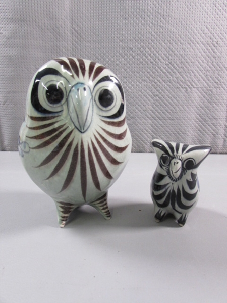 OWL FIGURINES & LIDDED JAR FROM MEXICO