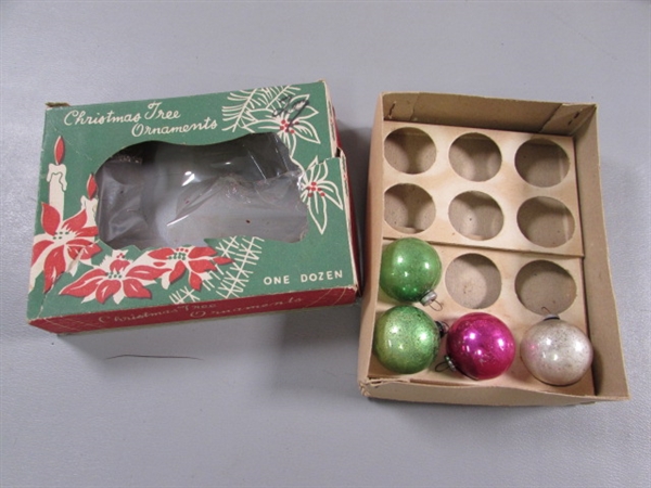 VINTAGE MERCURY GLASS & SHINY BRITE ORNAMENTS & MORE