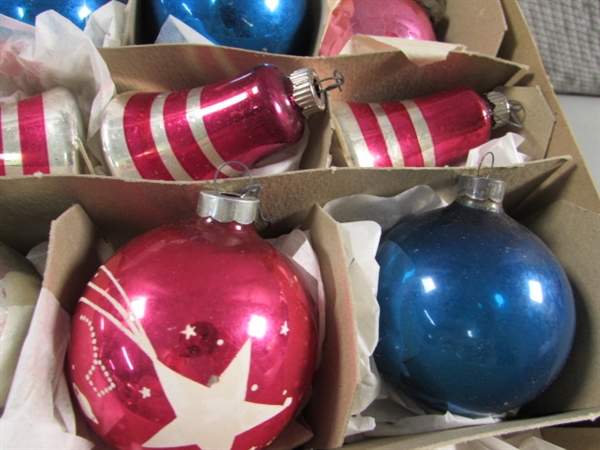 VINTAGE MERCURY GLASS ORNAMENTS & TREE TOPPERS