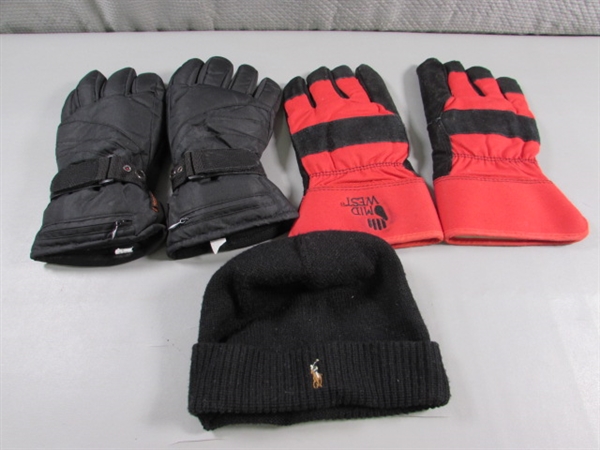 POLO BEANIE, THINSULATE WORK GLOVES & BATTERY POWERED HEATED GLOVES