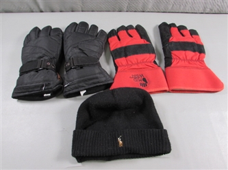 POLO BEANIE, THINSULATE WORK GLOVES & BATTERY POWERED HEATED GLOVES