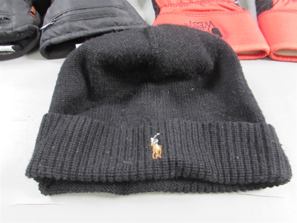 POLO BEANIE, THINSULATE WORK GLOVES & BATTERY POWERED HEATED GLOVES