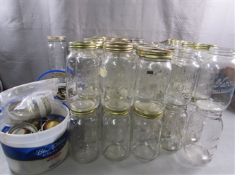 5+ DOZEN QUART JARS & RINGS AND LIDS