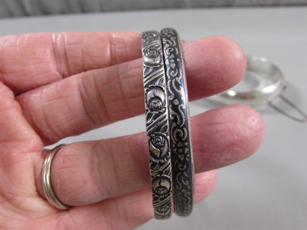 4 STERLING SILVER BANGLE BRACELETS