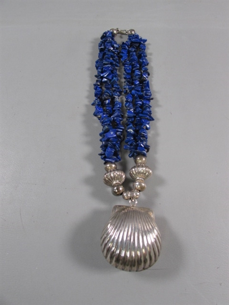 STERLING & LAPIS CHIP NECKLACE