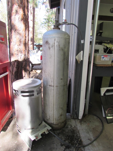 200,000 BTU/HR PROPANE SHOP HEATER WITH LARGE PROPANE TANK