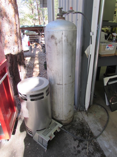 200,000 BTU/HR PROPANE SHOP HEATER WITH LARGE PROPANE TANK