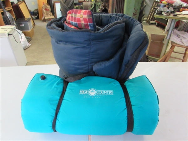 FLANNEL LINED SLEEPING BAG & MAT