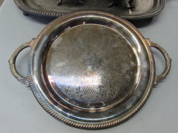 SILVERPLATE TEA/COFFEE SET & TRAYS