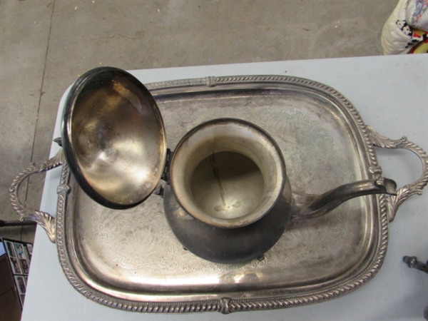 SILVERPLATE TEA/COFFEE SET & TRAYS