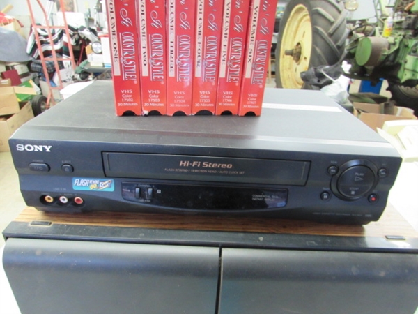 SONY VCR & VHS STORAGE W/COUNTRY DANCING VIDEOS