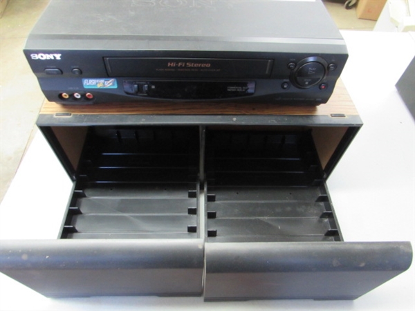 SONY VCR & VHS STORAGE W/COUNTRY DANCING VIDEOS