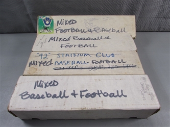 4 BOXES OF MIXED BASEBALL & FOOTBALL TRADING CARDS