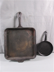 11" SQUARE LODGE CAST IRON GRIDDLE & 6" ROUND GRIDDLE