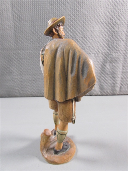 HAND CARVED SWISS SMOKING FIGURINE