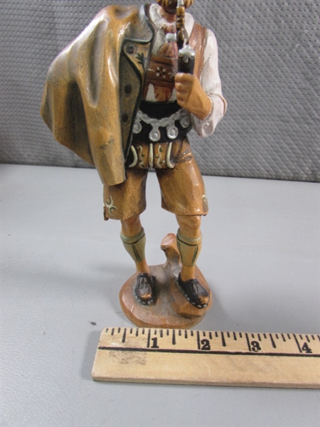 HAND CARVED SWISS SMOKING FIGURINE