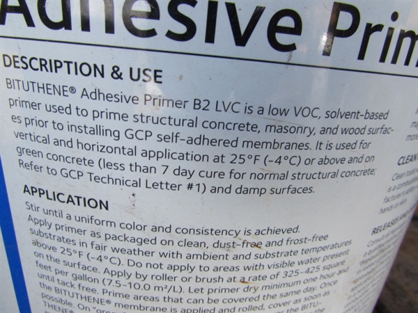 3 NEW 5-GALLON PAILS OF BITUTHENE ADHESIVE PRIMER