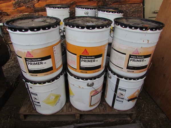 6 NEW 5-GALLON PAILS OF PROFESSIONAL INDUSTRIAL VAPOR RETARDER PRIMER