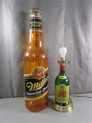 J&B WHISKY BOTTLE LAMP & OVERSIZED "MILLER" BEER BOTTLE