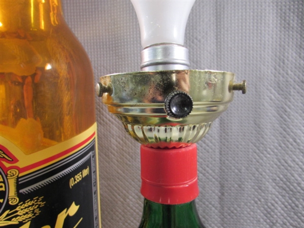 J&B WHISKY BOTTLE LAMP & OVERSIZED MILLER BEER BOTTLE