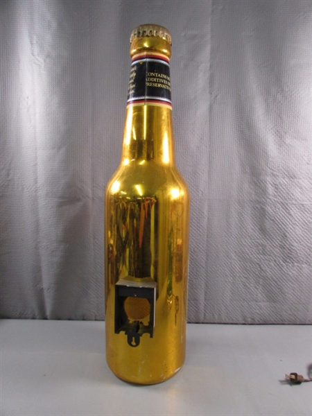 J&B WHISKY BOTTLE LAMP & OVERSIZED MILLER BEER BOTTLE