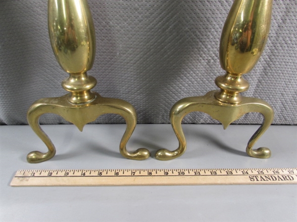 PAIR OF VINTAGE GOLD-TONE ANDIRONS