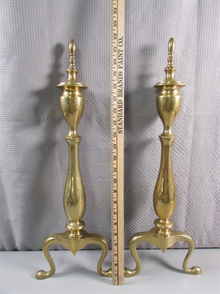 PAIR OF VINTAGE GOLD-TONE ANDIRONS