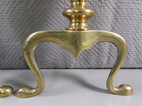 PAIR OF VINTAGE GOLD-TONE ANDIRONS