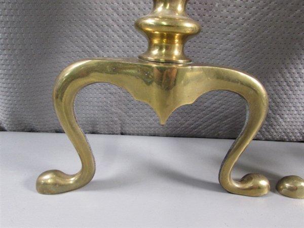 PAIR OF VINTAGE GOLD-TONE ANDIRONS