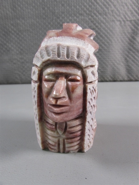 CARVED INDIAN CHIEF - SOAPSTONE